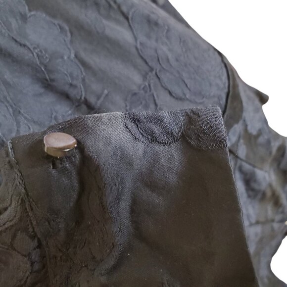 Vince Floral Jacquard Popover Top Oversized Floral Damask Blouse Navy Blue Sz M - Picture 8 of 11